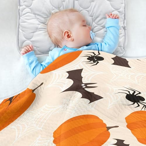 Burbuja Cute Bats Pumpkins Baby Blanket for Boys Girls, Nursery Soft Warm Swaddling Receiving Baby Blankets, 30x40 in Toddler Blanket4