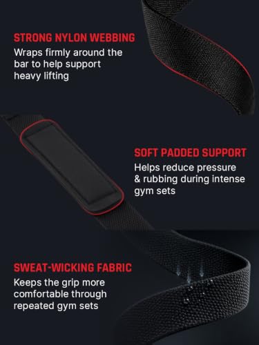 Image of Weight Lifting Straps for Gym - Wrist Support for Powerlifting, Bodybuilding, Heavy Duty Cotton Deadlift Straps for Men & Women, Anti-Slip Hand Grip Enhancer for Rows, Shrugs, Pull Ups (1 Pair)