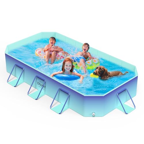 MoKo Piscina Elevada para Niños y Mascotas, 100' x 52,7' Piscina Rectangular para Exteriores, Piscina Plegable para Niños y Perros, Piscina Desmontable Tubular con Soporte Resistente, Azul Glaciar