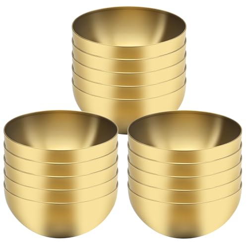 Set de 15 tazones dorados de acero inoxidable miniatura 1