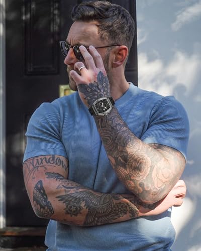 Image of Tsar Bomba Mens Watches Quartz Wristwatch for Men Waterproof 50M Analog Luxury Tonneau Chronograph Calendar Date Men's Dress Business Work Watch Gift for Men