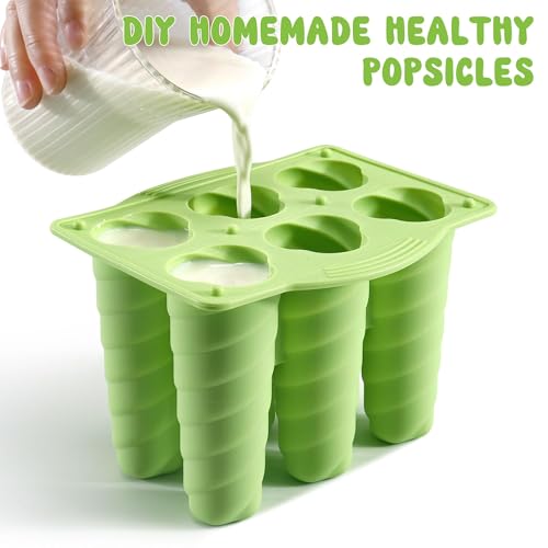 Ice Lolly Moulds, 6 Cavities Popsicle Mould with 20pcs Wooden Sticks, Reusable Silicone Ice Cream Moulds, Easy to Release Ice Lolly Maker BPA Free Ice Pop Moulds for Kids DIY Ideas Home Kitchen Tools - Image 5