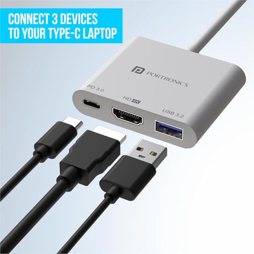 Portronics C-Konnect Type C to HDMI Adapter, 3-in-1, White 1 Count - Image 4