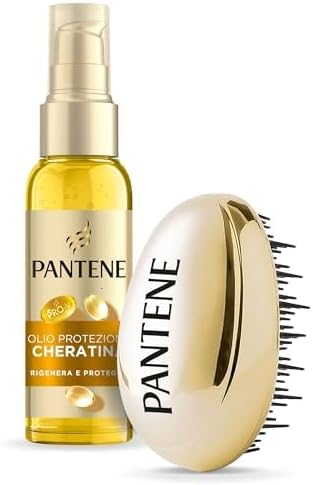 Pantene Pro-V Set Spazzola + Olio Capelli Protezione Cheratina Rigenera E Protegge 100ml Olio Intensivo Senza Risciacquo per Uso Quotidiano. Per Capelli Secchi e Danneggiati