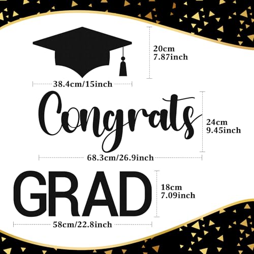 Image of Epakh 2026 Graduation Party Decal Sign for Backdrop Letters Peel and Stick Graduation Sticker for Balloon Arch Decorations Party Sign Wall Decor(Black)