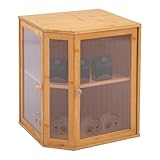 QUIOTUIR Brotkasten aus Bambus mit 2 Ebenen, mit Schiebetür aus...