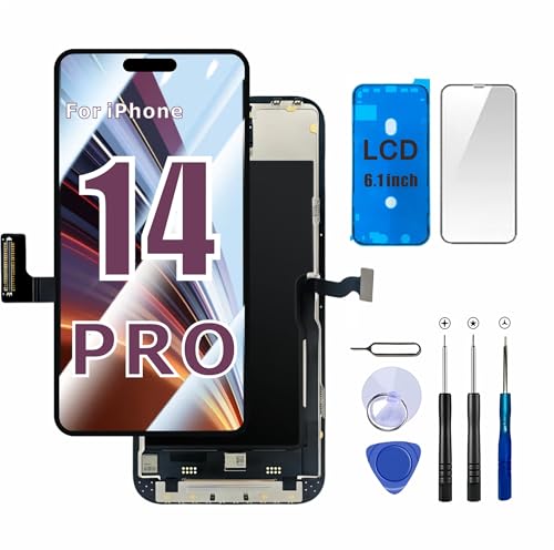 JG-TR for iPhone 14 Pro Screen Replacement 6.1 LCD Incell Screen with 3D Touch FHD Assembly & Digitizer Includes Repair Tool Kit6.1 Compatible with Models A2890/A2650/A2889/A2892