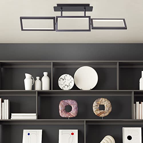 Plafonnier LED 3 ampoules à intensité variable noir Brilliant de 81 cm
