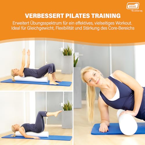 SISSEL Pilates Roller 90cm Weiß | Optimale Balance & Stabilität | Inkl. Übungsposter | Ideal für Rehabilitation & Core-Training | Premium Material | Für Anfänger & Fortgeschrittene