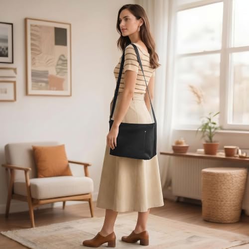 Image of befen Genuine Leather Purses for Women, RFID Medium Leather Crossbody Bags Shoulder Purse Handbags