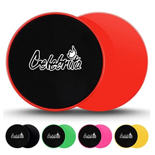 Celebrita Pair of Gliding Discs Core Sliders Ab, Back, Hip, and Leg Exercise Gear for Gym, Home, Yoga, Pilates | Strengthen Abdomen, Burn Fat, Improve Balance (Red)