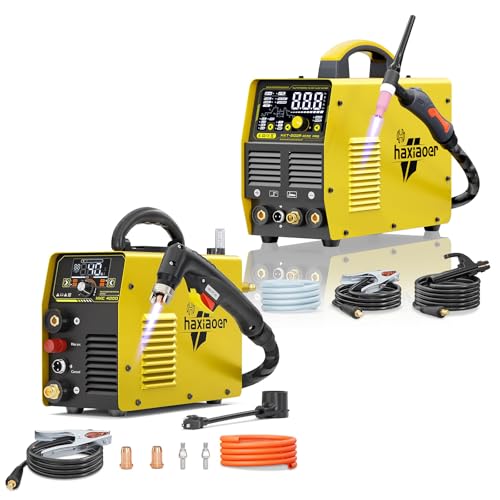 HXC400D Plasma Cutter 110/220V with Aluminum TIG Welder AC/DC, 40Amps Low-frequency Non-Touch Pilot Arc Plasma Cutter Machine, 2T/4T and Post Flow, 1