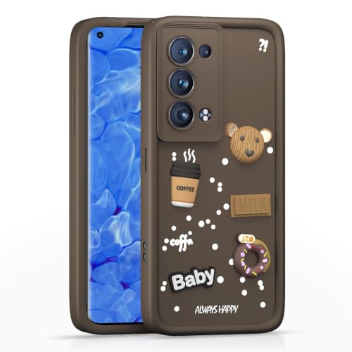 Image of Bintage Back Cover Compatible for Oppo Reno 5 PRO 5G | Cute 3D Taddy Ball Bear Milk Cake Coffee Silicon Case Full Body & Camera Protection - Brown
