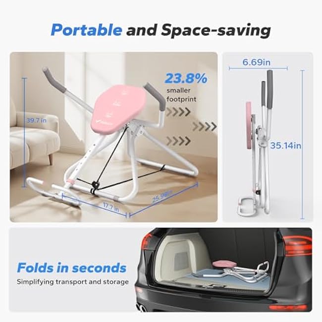 MERACH Ab Machine, All in One Ab Trainer for Core and Balance Workout, Easy Setup & Foldable Ab Crunch Machine, 300 LBS Loading Capacity Abswing Sit Up Exercise Equipment at Home Gym