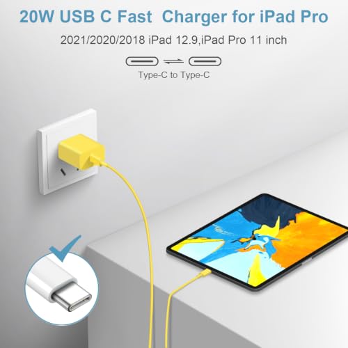 Image of iPhone 17 16 15 Charger Fast Charging Type C Chargers USB C Charger Block iPhone 17 16 15 Air Pro Max Chargers with 12FT Cable for iPhone 17 /17 Plus /17 Pro Max /16 /16 Plus /16 Pro Max /15 Pro Max(Yellow)