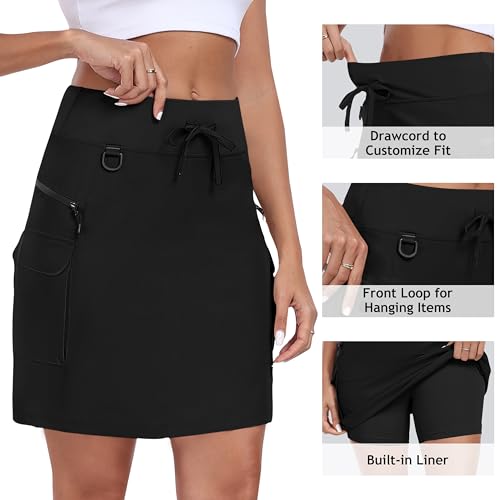 MoFiz Women's 18" Hiking Cargo Skort Athletic Skirt High Waist Golf Dressy Casual Sport Quick Dry Skirt with Zipper Pockets4
