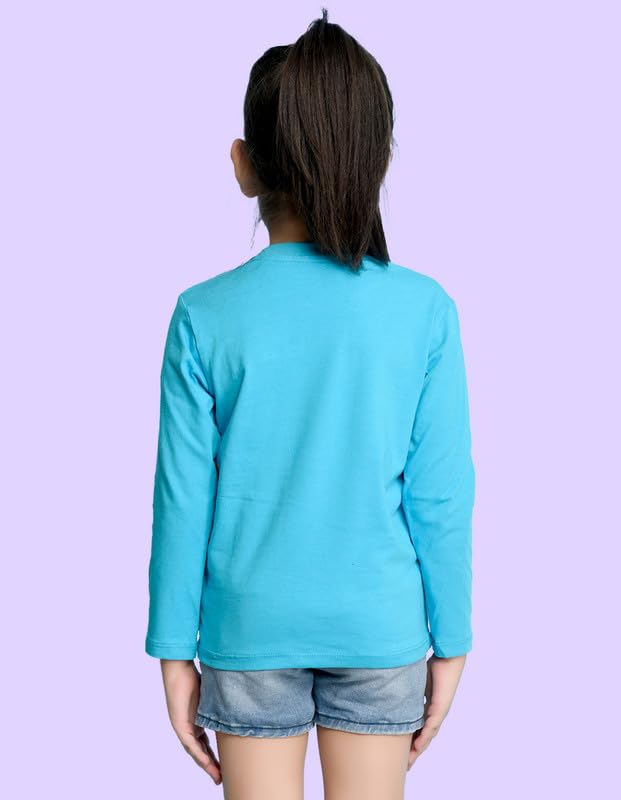 Image of Nusyl Girls Full Sleeves T-Shirt for Kids | Cute Printed Casual Wear | Soft Cotton Blend | Comfortable Regular Fit | 2-16 Years | Multiple Colors