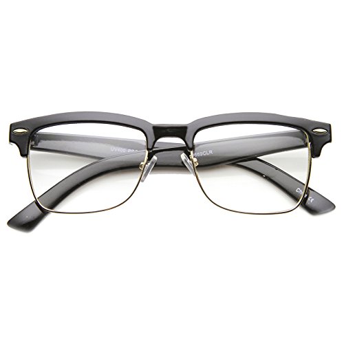 zeroUV Classic Square Half Frame Dapper Fashion Horn Rimmed Glasses