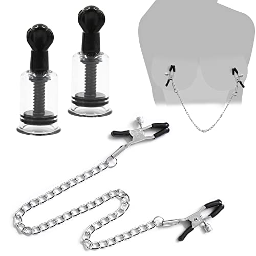 BDSMAGE Brust Stimulation Set mit 2 stk Nippelsauger + Nippelklemmen...
