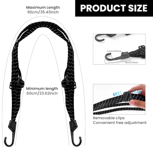 Image of STHIRA 2 Piece Heavy Duty Bungee Cord with Hook, 60cm Motorcycle & Bicycle Elastic Rope, Luggage Strap for Travel & Daily Use, Durable Quality Luggage Rope for Bikers Secure Frame Attachment