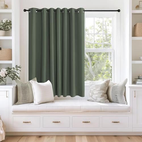 NICETOWN Blackout Curtains 63 inches Long for Living Room Bedroom, Grommet Thermal Insulated Room Divider Drape Window Treatment for Sliding Patio Door, W100 x L63, 1 Panel, Dark Mallard