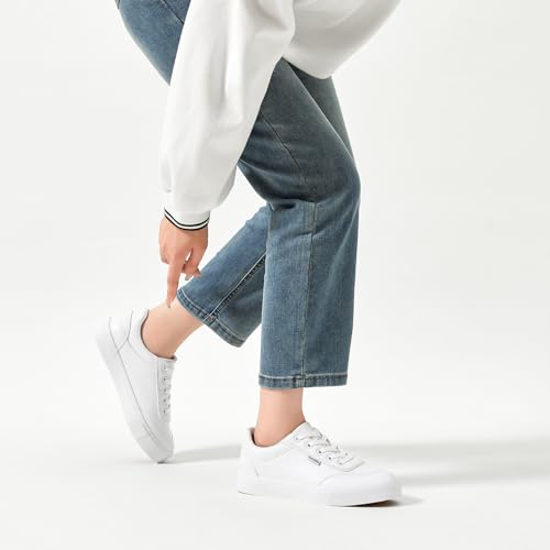 Hash Bubbie White Sneakers For Women Women'S White Shoes Pu Leather Tennis Shoes Slip On Shoes For Walking(White.Us8) thumb #7