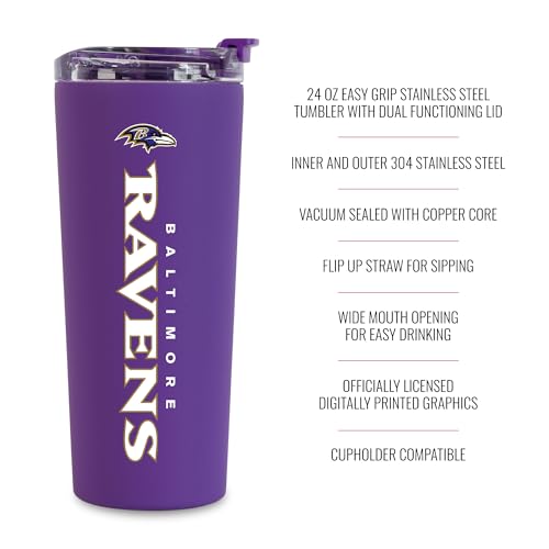 Image of Rico Industries NFL Football 24oz Stainless Steel Tumbler with Lid and Dual Functioning Lid