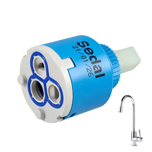 Cartucho de CeráMica de 35mm con Pie Plano,Compatible con Grifos de Cocina y BañO,Sistema de Filtro de Triple Etapa,Universal EstáNdar de Recambio para VáLvulas de Grifos Monomando,FáCil de Instalar