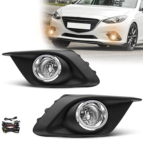 SPIEGEER Fog Lights Assembly For 2014 2015 2016 Mazda 3 Fog Lamps Replacement Kit with Switch&Wiring H11 12V 55W Halogen Bulbs Clear Lens by SPIEGEER - Used condition - US$40.61