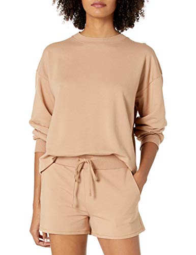 The Drop Women's Margot Loose Long Sleeve Crewneck Drop Shoulder Sweatshirt, Praline, S