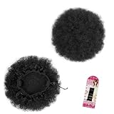 MKJVEN Afro Puff Drawstring Ponytail for Black Women, Black Curly Afro messy bun hair piece natural ponytails Hairpieces Updo hair for Women,girls(Natural Black 1B)