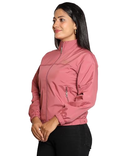 Image of NUBIE Women's Regular Fit Polyester Windcheater Jacket | Lightweight Hip Length with Full Zipper Closure | Stylish Casual Outerwear for Winter