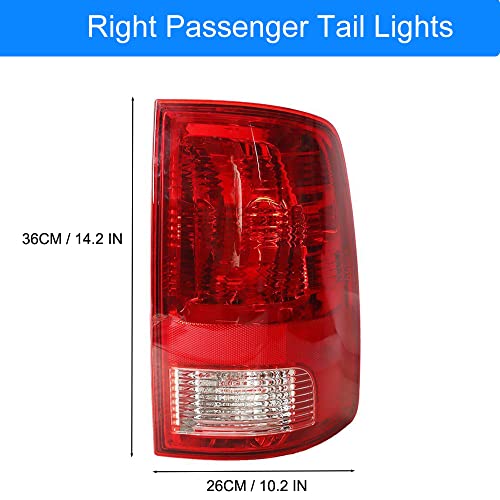 Image of MOCW Right Passenger Side Tail Light Compatible With 2009-2018 Dodge Ram 1500 2500 3500 Rear Taillight Light With Bulb, Replace OE CH2819124,Red