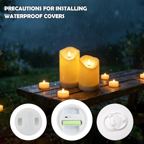 Image of Nimiko Solar Outdoor Waterproof Flameless Candles - 3 Pack Solar & Battery Operated LED Candles, White (D3.25 inch x 4 inch /5 inch /6 inch Assorted Heights) for Garden, Patio, Outdoor Decoration