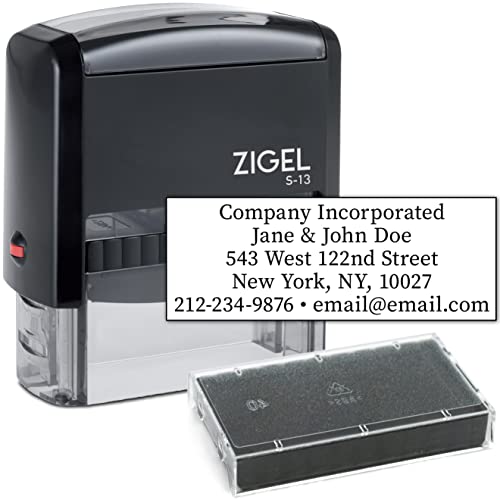 Zigel Customized Return Address Stamp Self Inking Rubber Stamp 5 Lines - Choose From 15 Ink Colors #TOP15