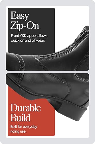 Image of HORZE Wexford Womens' Paddock Boots Synthetic Leather Zip Design Footwear | Durable Horse Riding Boots for Women Equestrian English Style Comfortable Fit for Daily Training Stable Work Lessons