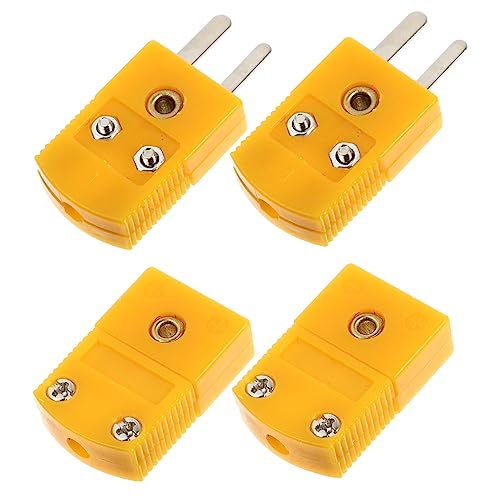 4pcs Hermaphrodite Connector 2 Pin Thermocouple Joint 2 Pin Thermocouple Connector Thermocouple k Pin Thermocouple Plug Type k 2 Pin Thermocouple Adapter K Type Plug Yellow FUNOMOCYA