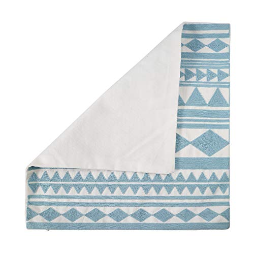 Hodeco Embroidery Throw Pillow Cover 18X18 Home Décor Light Blue Geometric Cushion Cover Diamond Triangle Pillow Case Teal Floor Pillow Cover For Couch Sofa Chair 100% Cotton 45X45Cm thumb #2