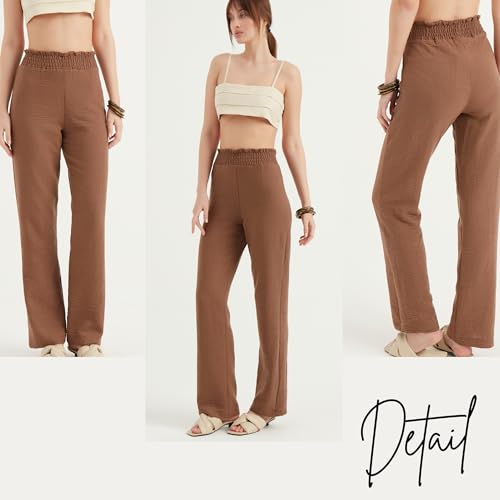 TUBANUR Pants for Women's | Wide Leg Elastic Waist Straight Trousers | Casual Women Pant Outfits4