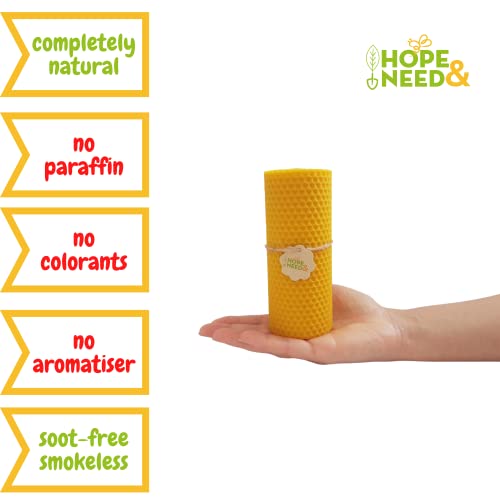 Hope&Need Beeswax Pillar Candles- Big Size 1 Piece(5.5 Inches X 2.3 Inches) %100 Pure Bees Wax Candles For Home Decoration, Healthy And Natural Honeycomb, Hand-Rolled Beeswax Candle, No Chemicals #TOP4