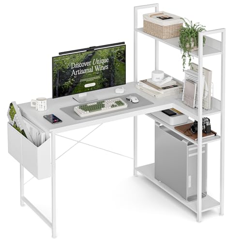 Grandder 40 Inch L Shaped Computer Desk with Reversible Storage Shelves, Home Office Corner Desk...