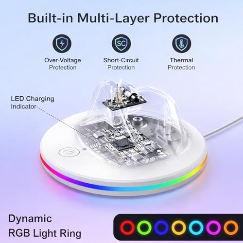 Image of RGB Charging Dock for Meta Ray-Ban Gen1 Gen2 Smart Glasses Wayfarer, Skyler, Headliner & Oakley HSTN Smart Glass Charger Stand with LED Power Status Light (White)