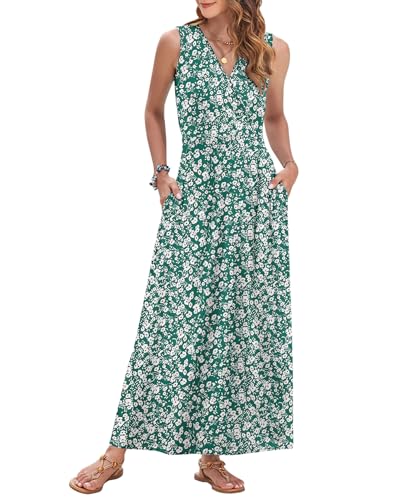 Image of AUSELILY Womens Maxi Dress Summer Sleeveless Wrap Long Dresses with Pockets | V-Neck Wrap Sleeveless Sundress, fits formal, casual, beach, vacation & daily wear