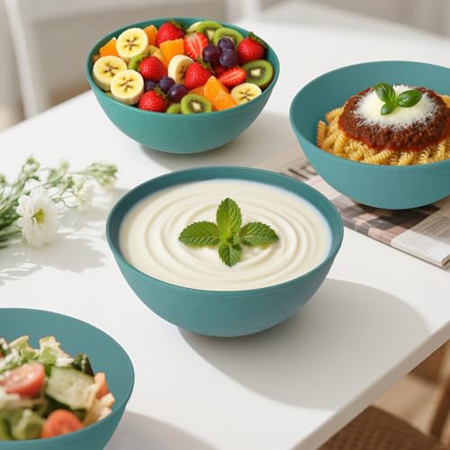 Image of 40 OZ Wheat Straw Bowl Sets, 6 PCS Unbreakable & Lightweight Salad Bowls, Microwave & Dishwasher Safe, BPA-Free, Kitchen Bowl Set for Serving, Soup, Oatmeal, Fruit, Noodles, Green