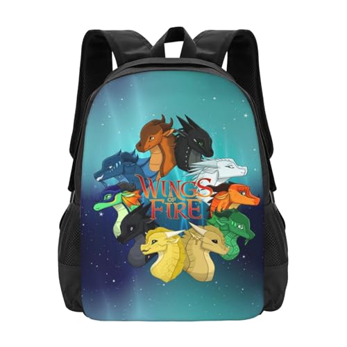 Wings-Of-Fire Dragon Backpack,3d Print Laptop Backpack Lightweight Casual Daypack Bookbag 16.5 In, Black