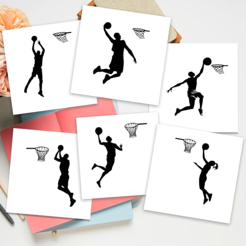 AHANDMAKER 6 Stück Lichtschalter Aufkleber Mit Basketball Spieler Silhouette Wandaufkleber „Basketball Spielen“ Basketballspieler Schalteraufkleber Wandaufkleber Für Lichtschalter Outlets