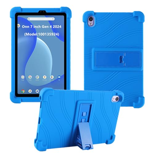 HminSen Case for Walmart Onn 7 inch Tablet 2024 Model (100135924) Kids Friendly Soft Silicone Adjustable Stand Cover for Onn 7 inch Gen 4 2024 Tablet Case (Blue)