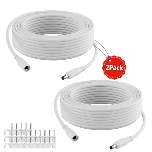 Image of 16ft 12V DC Extension Cable 2Pack,Power Supply Extension Cord 2.1mm x 5.5mm,12V DC Adapter Female to Male Extender Wire CCTV Security Camera,DVR 5V,9V,24V,Volt (White, 5 METER /16 FEET)