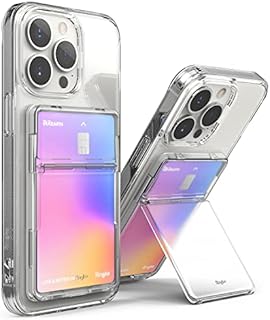 Ringke Stand Slot Card Holder, 3M Adhesive Stick-on Minimalist Credit Card ID Wallet Sleeve Attachment, Phone Grip, Phone Stand - Clear Mist