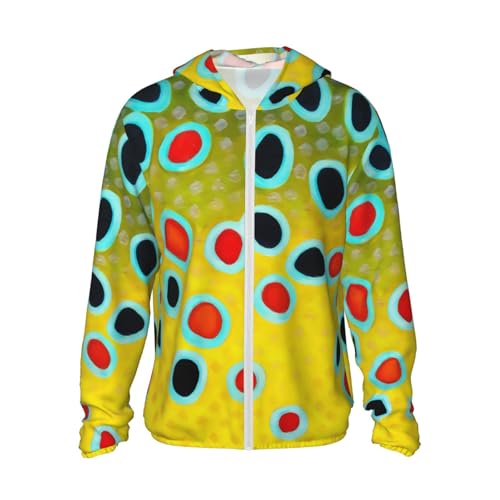 Rainbow Trout Skin Print Sun Protection Hoodie Zip Rash Guard Long Sleeve Shirt for Fishing Hiking for Mens Womens